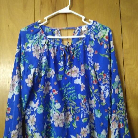 Sunday Funday Women's Small Floral Long Sleeve Pullover Blouse Boho Peasant - Picture 2 of 6